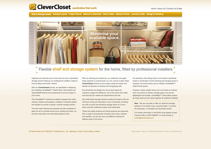 CleverCloset web design 2