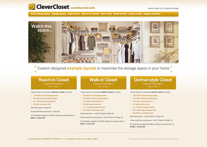 CleverCloset web page design 3