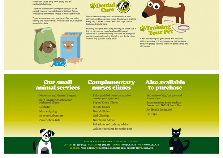 Claremorris Small Animal Practice web page design 3