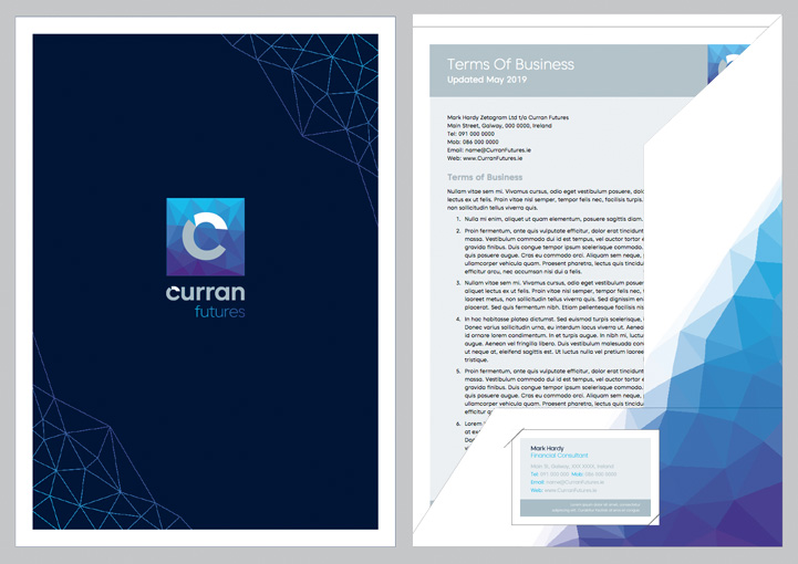 Curran Futures brochure folder and inserts design
