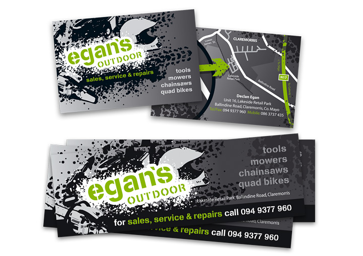 Egan's Outdoor business card design and stickers