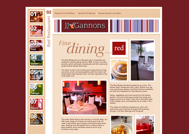 JJ Gannons Hotel web page design 3
