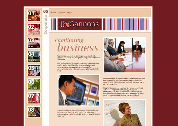 JJ Gannons Hotel web page design 6