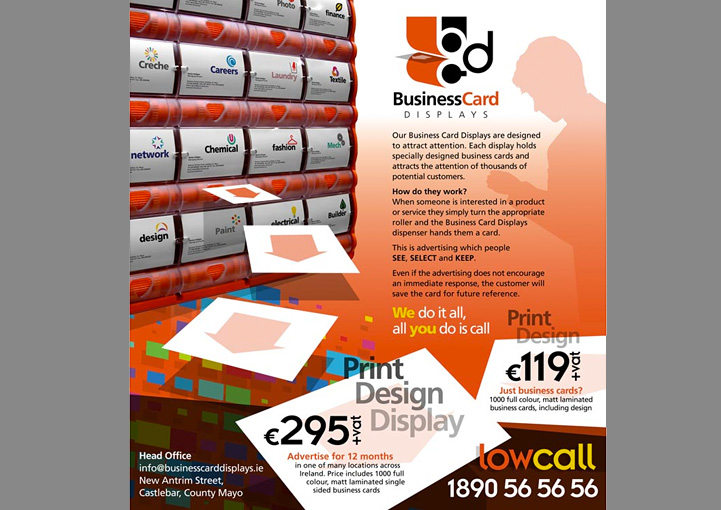 Business Card Displays web page design