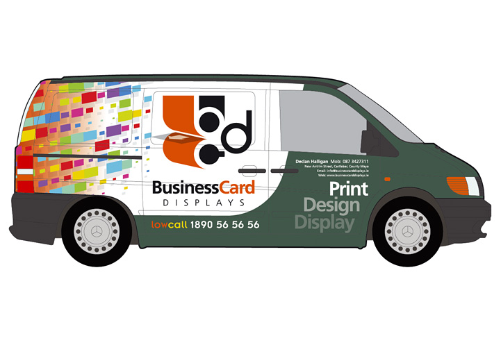 Business Card Displays vehicle graphics design left