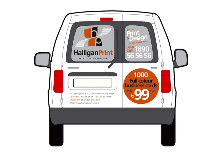 Halligan Print van wrap design back