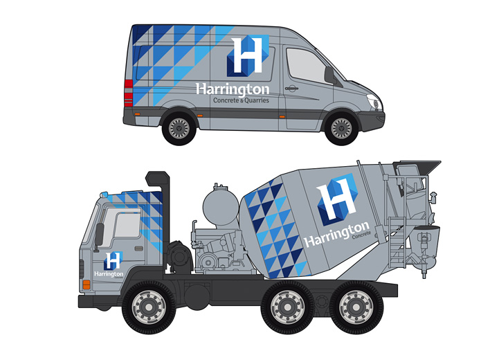 Harrington Concrete brand design applications 1
