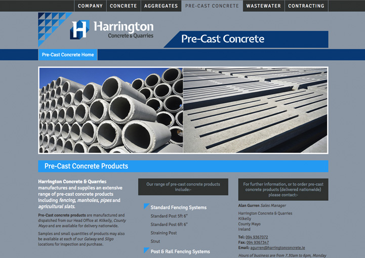 Harrington Concrete web page design 4