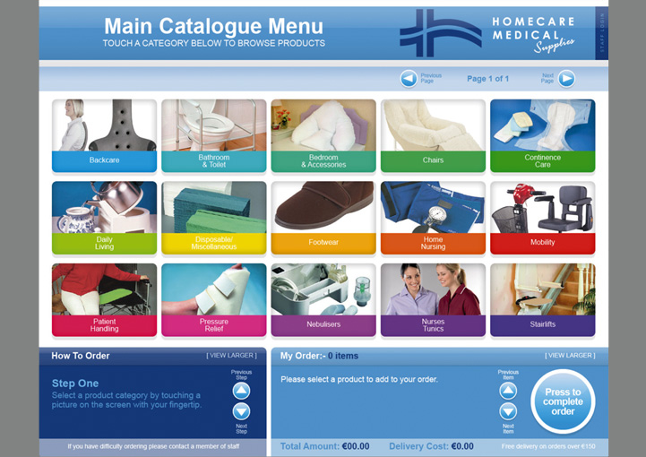 Homecare Medial Supplies Kiosk interface design 1
