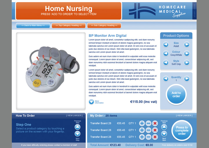 Homecare Medial Supplies interface screen design 2