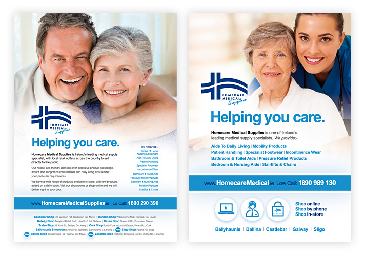 Homecare Medical Supplies Advertising Design Ballyhaunis