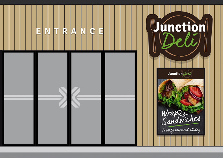 Junction Deli exterior signage and poster design