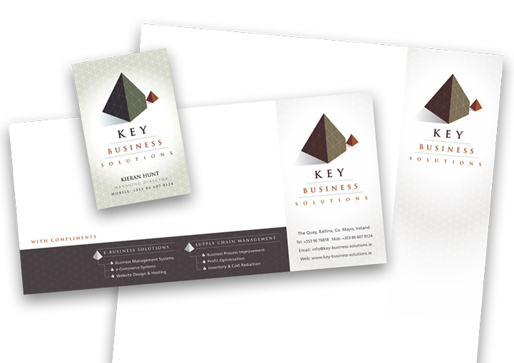 Key Business Solutions business card, compliments slip and letterhead design