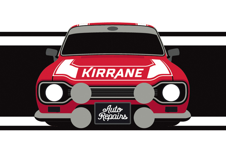 Kirrane Auto Repairs Ford Escort logo design
