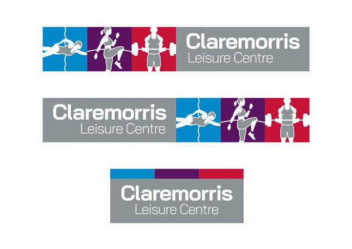 Claremorris Leisure Centre logo design variations
