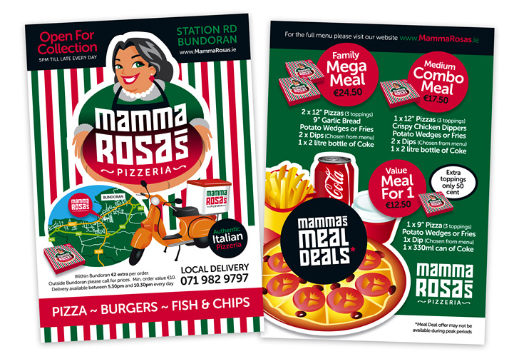 Mamma Rosa's Pizzeria Flyer Design Bundoran