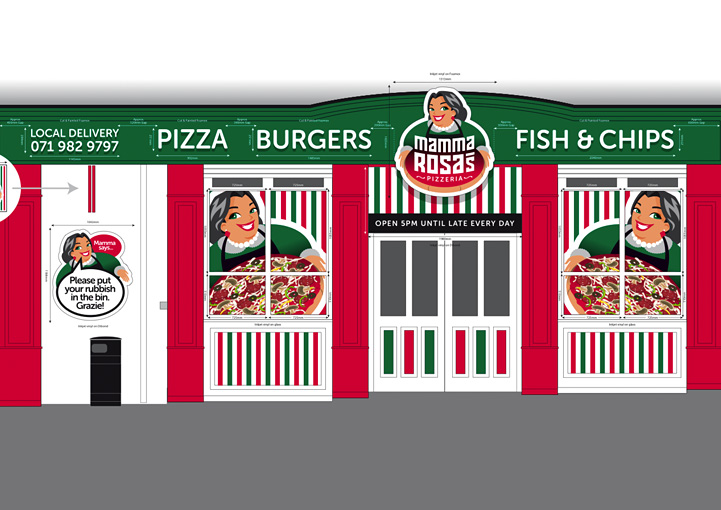 Mamma Rosa's Pizzeria shop fascia design
