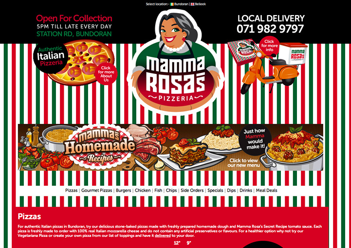 Mamma Rosa's Pizzeria web design 1