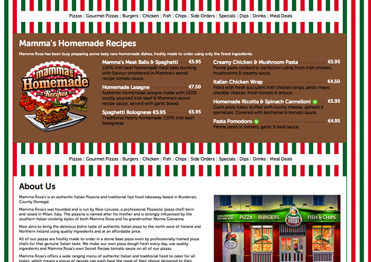 Mamma Rosa's Pizzeria website design 6