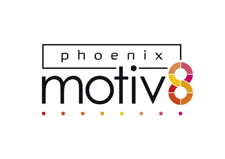 Phoenix Motiv8 logo design white