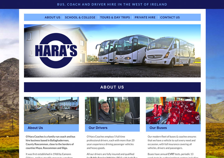 O'Haras Coaches website design 1