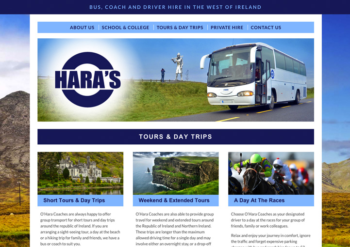 O'Haras Coaches web page design 3