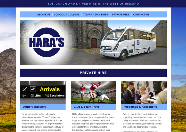 O'Haras Coaches web site design 4