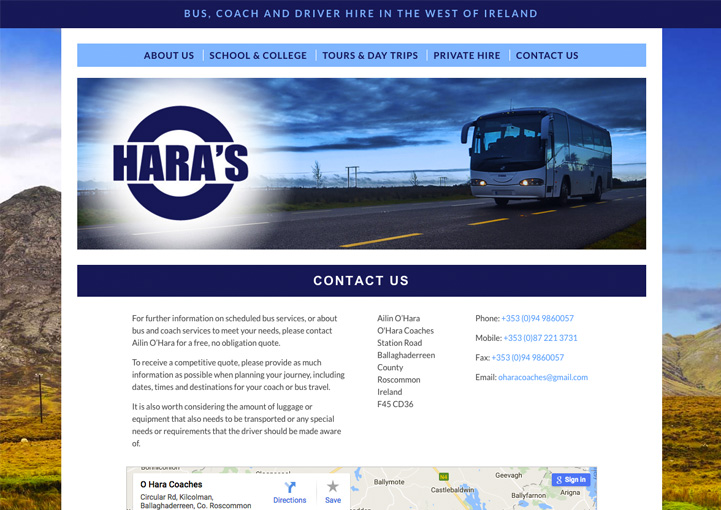 O'Haras Coaches web design 5