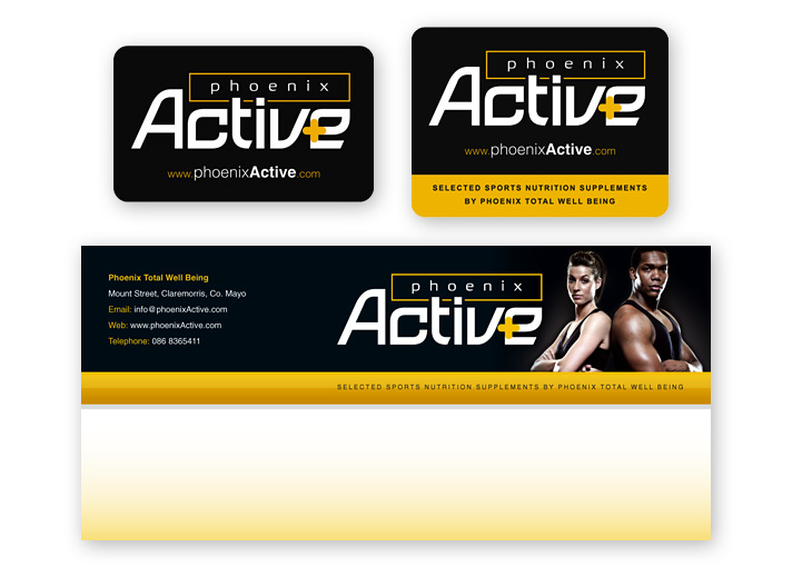 Phoenix Active business card and compliments slip design