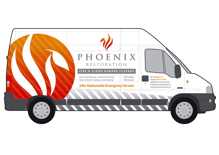 Phoenix Restoration van wrap design