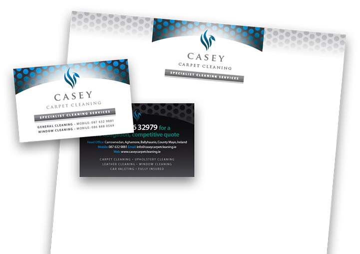 Casey Carpet Cleaning business card and letterhead design