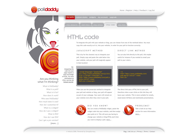PollDaddy web page design
