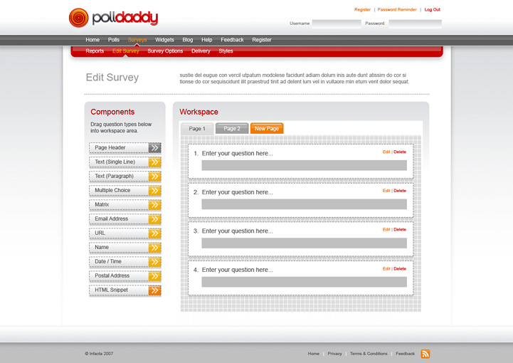PollDaddy web app interface design