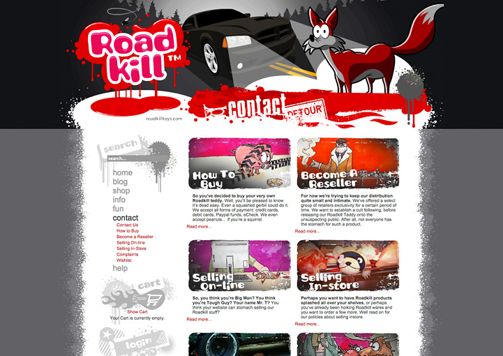 Roadkill Toys web page design