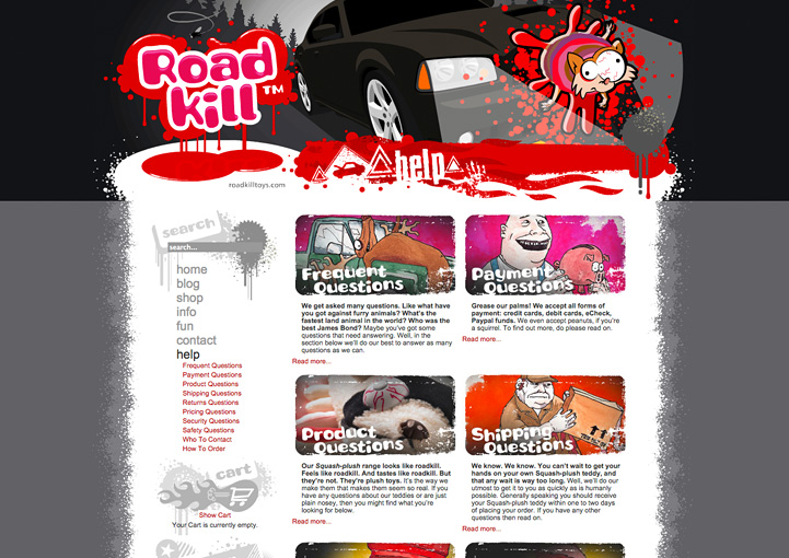Roadkill Toys website design