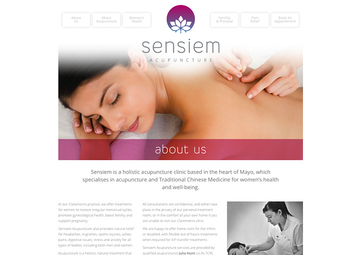 Sensiem Acupuncture website design