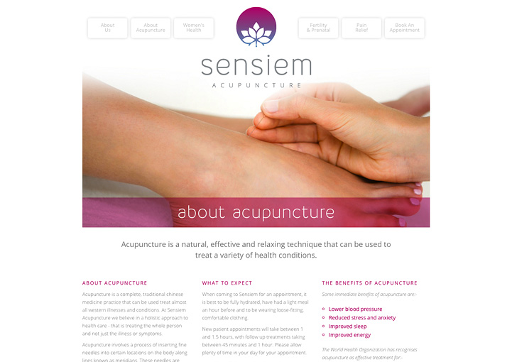 Sensiem Acupuncture web design