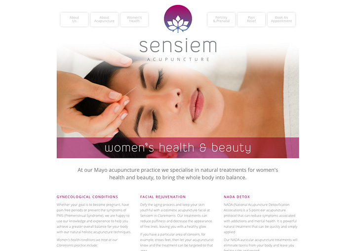 Sensiem Acupuncture web page design