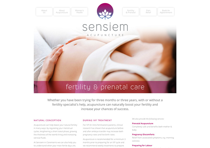 Sensiem Acupuncture web site design