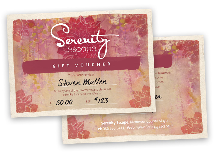 Serenity Escape gift voucher design