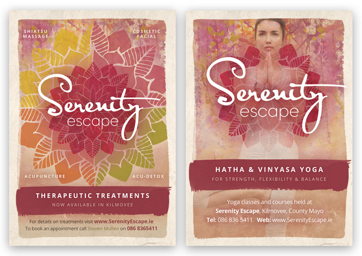 Serenity Escape postcard design