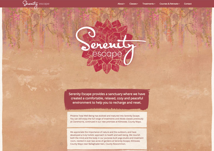 Serenity Escape website design 1