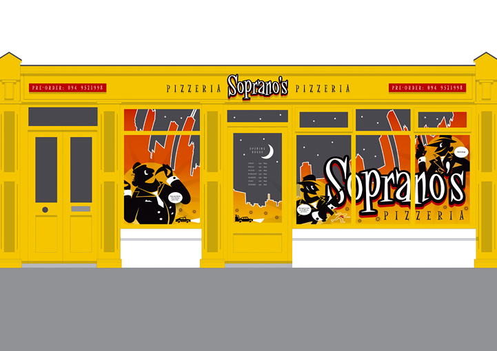 Soprano's Pizzeria shop fascia sign design