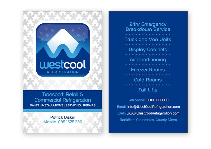 Westcool Refrigeration business card design