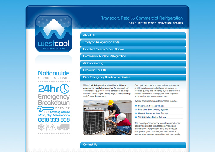 Westcool Refrigeration web site design