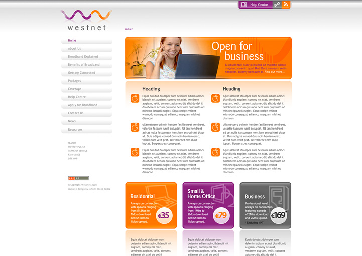 WestNet Broadband web design